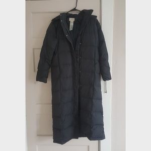 L.L. Bean long black down coat